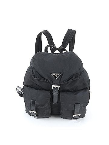 Prada Prada Tessuto Nylon Triangle Logo Leather Backpack/Handbag, Black, Women's (view 1)