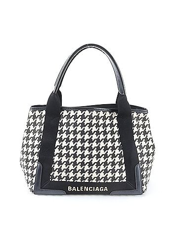 Balenciaga Balenciaga houndstooth navy Cabas 339933 leather tote bag, handbag, shoulder black, women's. (view 1)