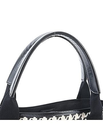 Balenciaga Balenciaga houndstooth navy Cabas 339933 leather tote bag, handbag, shoulder black, women's. (view 2)