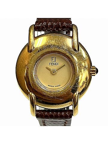 Fendi Fendi watch, total weight 21.8g, GP (gold plated) leather strap, quartz movement, beige dial, 400L. (view 1)