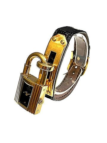 Hermès Hermes Kelly Watch, total weight 37.2g, quartz movement, black dial, KE1.201 (view 2)
