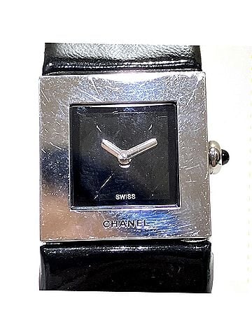 Chanel Chanel Matelassé Watch, Total Weight 27g, Stainless Steel, Genuine Leather Strap, Quartz Movement, Black Dial, H0116 (view 1)