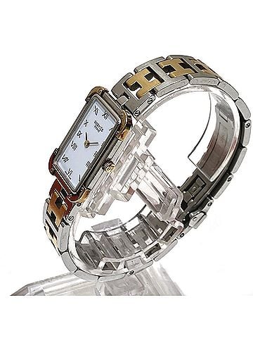 Hermès Hermes Croisière NB watch, total weight 43g, stainless steel, quartz movement, white dial, CR1.220 battery. (view 2)
