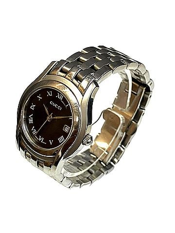 Gucci Gucci watch, total weight 63g, stainless steel, quartz movement, black dial, 5500L. (view 2)