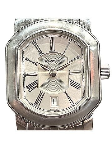 Tiffany & Co. Tiffany & Co. Mark Coupe Date watch, total weight 58.2g, stainless steel, quartz movement, silver dial. (view 1)