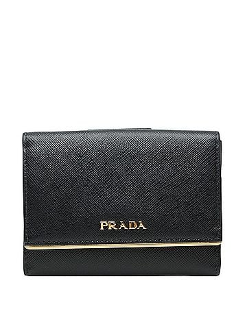 Prada Prada Logo Tri-fold Wallet Flap Black Saffiano Leather Women's PRADA (view 1)