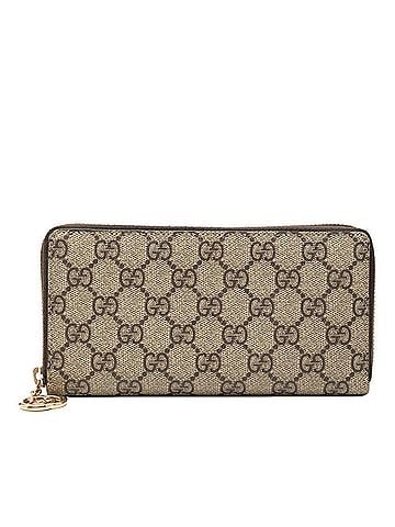 Gucci Gucci GG Supreme Round Zip Long Wallet 307982 Beige Brown Women's GUCCI (view 1)