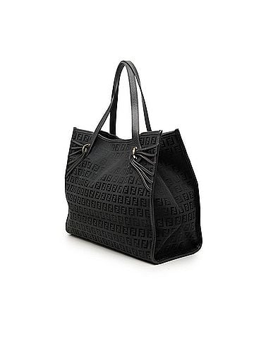 Fendi Fendi Zucchino Tote Bag, Black/Navy Canvas Leather, Women's FENDI (view 2)