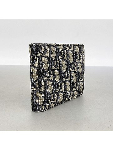 Christian Dior Christian Dior Trotter Canvas Wallet, Navy, Men's (view 2)