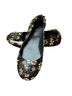 Tory Burch 100% Patent Leather Floral Black Pink Flats Size 5 1/2 - photo 1