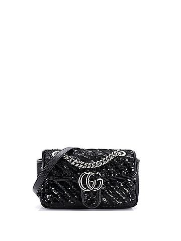 Gucci GG Marmont Flap Bag Diagonal Quilted Sequins Mini (view 1)