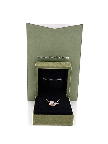 Van Cleef & Arpels Two Butterfly Pendant Necklace 18K Rose Gold with Mother of Pearl and Diamonds (view 2)