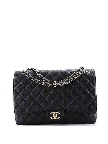 Chanel Vintage Classic Double Flap Bag Quilted Caviar Maxi (view 1)
