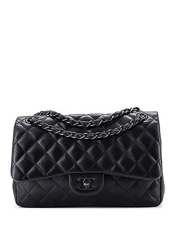 Chanel So Black Classic Double Flap Bag Quilted Lambskin Jumbo (view 1)
