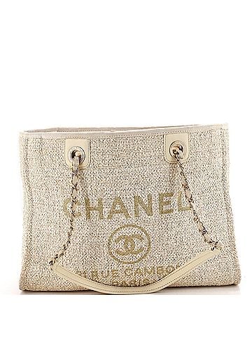 Chanel Deauville Tote Raffia with Glitter Detail Small (view 1)