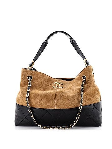 Chanel Coco Base Shopping Bag Quilted Suede and Lambskin Small (view 1)