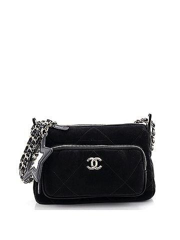 Chanel 25 Clutch With Chain Quilted Velvet Effect Nylon and Shiny Crumpled Calfskin Small (view 1)