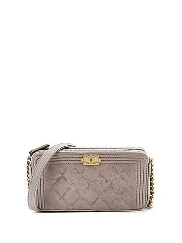 Chanel Boy Double Zip Clutch with Chain Quilted Caviar (view 1)