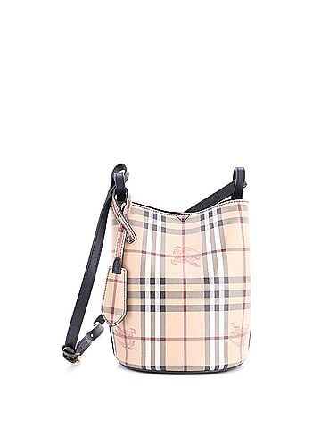 Burberry Lorne Bucket Bag Haymarket Coated Canvas Small (view 1)
