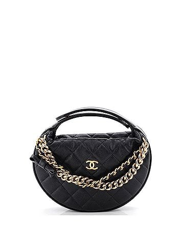 Chanel Double Chain Bow Hobo Pouch Quilted Caviar Mini (view 1)