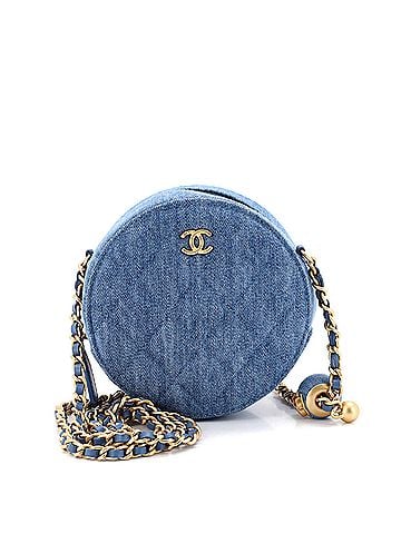 Chanel Pearl Crush Round Clutch with Chain Quilted Denim (view 1)