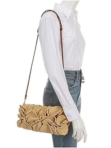 FARM Rio Raffia Flower Clutch Bag Belt (view 1)