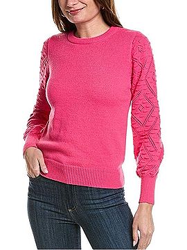 NANETTE Nanette Lepore Pointelle Sleeve Sweater Pullover Sweater (view 1)
