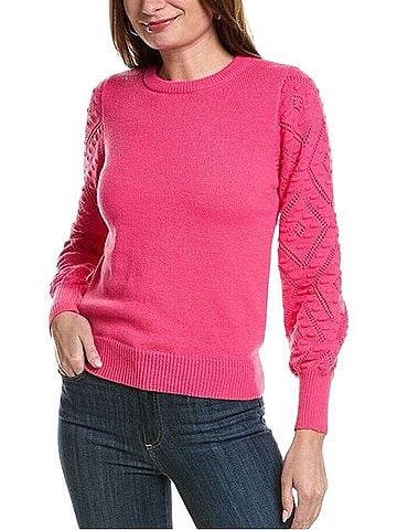 NANETTE Nanette Lepore Pointelle Sleeve Sweater Pullover Sweater (view 1)