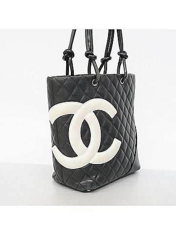 Chanel Chanel Cambon Lambskin Tote Bag, Black, Women's (view 2)