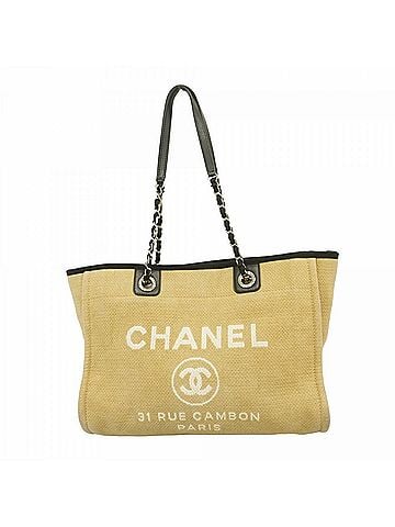 Chanel Chanel Deauville Canvas Chain Tote Bag, Beige, Women's (view 1)