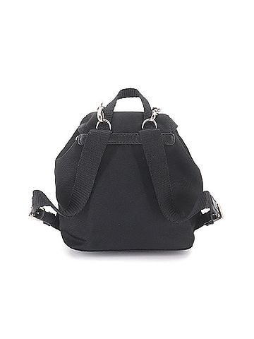 Prada Prada Mini Chain Shoulder Handbag, Nylon & Saffiano Leather, Black, Backpack Style, BZ0029, Silver Hardware, Bag (view 2)