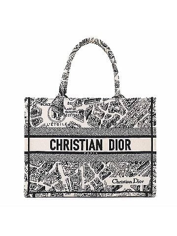 Christian Dior Christian Dior Book Tote Medium Handbag, Plan de Paris Canvas, White/Black, M1296ZOMP (view 1)