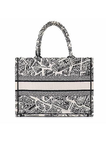 Christian Dior Christian Dior Book Tote Medium Handbag, Plan de Paris Canvas, White/Black, M1296ZOMP (view 2)