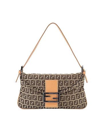 Fendi Fendi Zucchino Mamma Baguette Shoulder Handbag, Canvas, Beige/Brown, 8BR009, Gunmetal Hardware (view 1)
