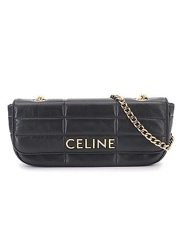 Céline Celine Matelassé Monochrome Chain Shoulder Handbag, Leather, Black, 111843EPZ, Gold Hardware. (view 1)