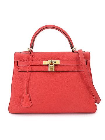 Hermès Hermes Kelly 32, Taurillon Clemence leather, Rose Jaipur, 2-way handbag/shoulder bag, internal stitching, X stamp, gold hardware. (view 1)