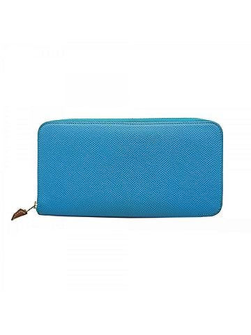 Hermès Hermes Azap Long Silk In Wallet, Veau Epsom Leather, Blue Zanzibar, A Stamp, Women's (view 1)