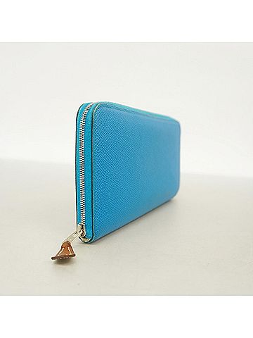 Hermès Hermes Azap Long Silk In Wallet, Veau Epsom Leather, Blue Zanzibar, A Stamp, Women's (view 2)