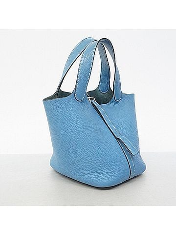Hermès Hermes Picotin PM handbag, Taurillon Clemence leather, Blue Jean, ?H stamp, Ladies'. (view 2)