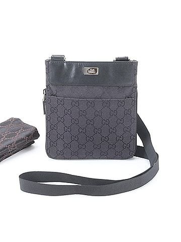 Gucci Gucci GG Canvas 019 0349 Leather Shoulder Bag, Crossbody Messenger Black, Men's (view 1)