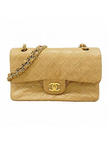 Chanel Chanel Matelassé Shoulder Bag, Double Flap, Chain, Lambskin, Beige, Women's, P2956940 (view 1)
