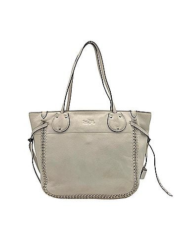 Coach COACH Tote Bag, Pebbled Leather, Off-White, Silver Chain, Women's, U2 (view 2)