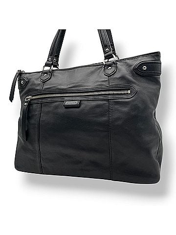 Coach COACH Tote Bag Business Leather Black Silver Hardware Women's F28373 U2 (view 1)