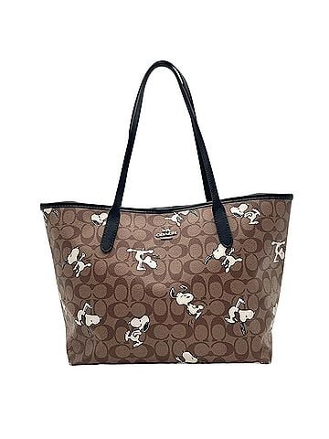 Coach COACH x PEANUTS Collaboration City Tote Bag, Leather, Beige/Brown, Women's, Signature Pattern, 6160 s83 (view 2)
