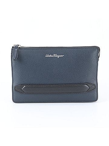 Salvatore Ferragamo Salvatore Ferragamo Leather Second Bag Clutch Handbag Pouch Navy Blue Men's (view 1)