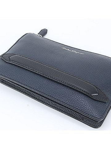 Salvatore Ferragamo Salvatore Ferragamo Leather Second Bag Clutch Handbag Pouch Navy Blue Men's (view 2)