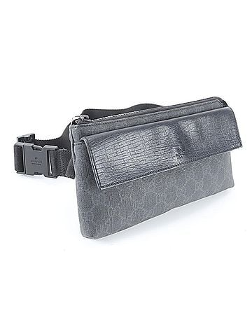 Gucci Gucci GG Supreme 161833 Leather 2-Way Body Bag, Crossbody Waist Pouch, Black, Men's (view 1)