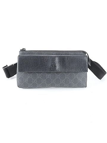 Gucci Gucci GG Supreme 161833 Leather 2-Way Body Bag, Crossbody Waist Pouch, Black, Men's (view 2)