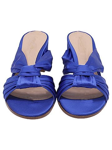 Gianvito Rossi Gianvito Rossi Twist Knot Mules in Blue Satin (view 2)