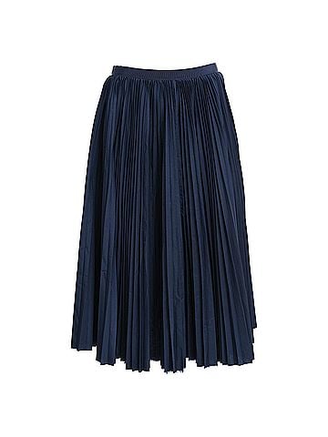 Sacai Sacai Pleated Midi Skirt in Navy Blue Polyester (view 1)